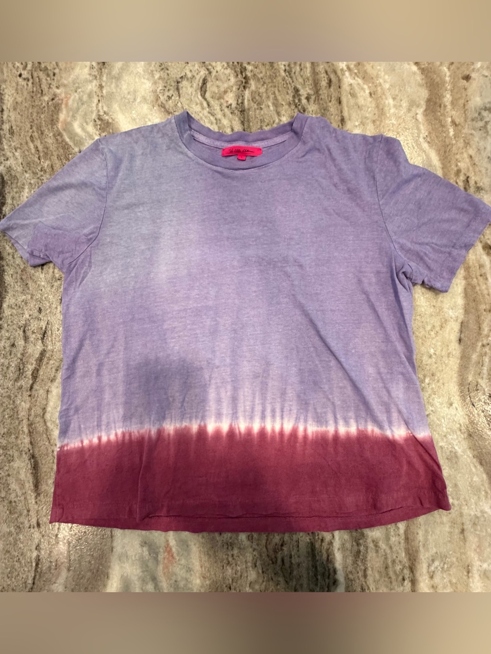 Elder Statesman Women's Tie Dye Lavender Burgundy T Shirt. Linen Cotton Size L